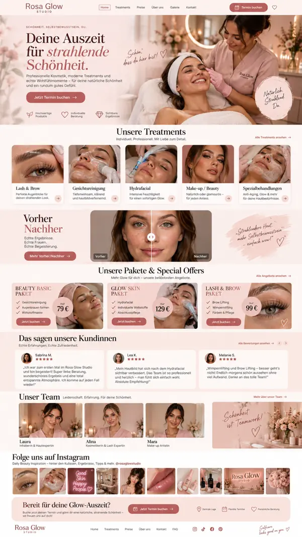 Website-Entwurf für ein Kosmetikstudio